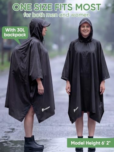 PTEROMY Hooded Rain Poncho for Adults, Reusable Waterproof Raincoat - Image 5