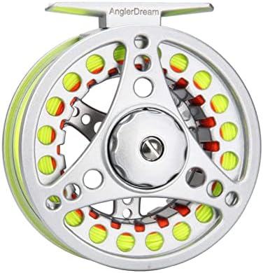 (1/2WT 3/4WT 5/6WT 7/8WT) Fly Reel with Line Combo Aluminum Alloy Large Arbor Fly Fishing Reels Weight Forward Fly Line with Braided Backing Taper Leader Pre-Tied by ANGLERDREAM