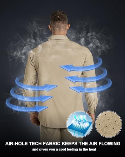 33,000ft Men's Long Sleeve Sun Protection Shirt UPF 50+ UV Quick Dry Cooling Fishing Shirts for Travel Safari Camping Hiking - Image 3