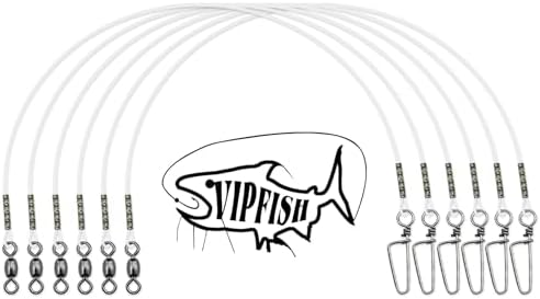 Fishing Fluorocarbon Leader with Crane Swivel and Snaps - Heavy Duty 20-80lb Fluorocarbon Leader Connects Lures, Bait, or Hooks for Saltwater & Freshwater Fishing by VipfishFishing