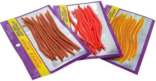 Fishing Lures Soft Bait Set, 3 Pack (10pcs/Pack) Sea Worms, Sandworm Earthworm Design, Red Orange Brown by Unknown