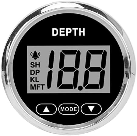 Digital Boat Depth Finder, 52mm/2in Marine Depth Gauge, Depth Sounder Dash Depth Finder Transducer with White Backlight for Yachts Boats Marine by Unknown