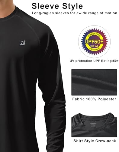 Roadbox Men's UPF 50+ UV Sun Protection Shirts, Long Sleeve Swim Rash Guard - Image 4
