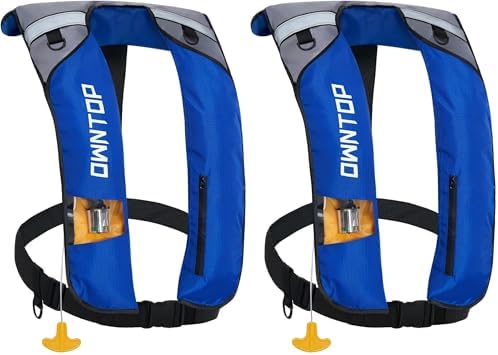 Owntop Automatic/Manual Inflatable Swim Jacket, Manual Convertible & Highly Visible, Storage Pocket with Zipper, 24g CO2 Cylinder Included, Low Profile for Kayak, Fishing, Paddle Sports by Owntop