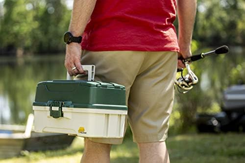 Plano 3-Tray Tackle Box with Dual Top Access, Dark Green Metallic/Off White, Premium Tackle Storage - Image 5