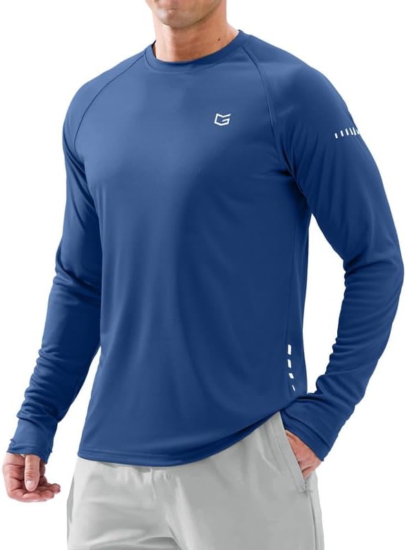 Men's Sun Protection Swim Long Sleeve UPF 50+ Rash Guard Lightweight Shirts by GGradual