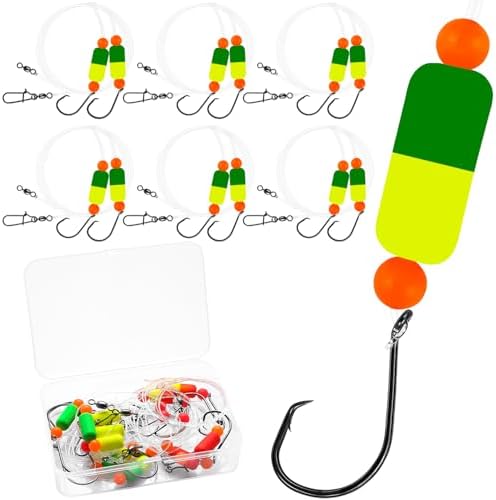 Pompano Rig Saltwater Surf Fishing Rigs – Double Drop Leader Rigs with Hooks, Floats, Beads & Snap – Easy Pre-Tied Terminal Tackle for Pompano, Whiting, Redfish by VipfishFishing
