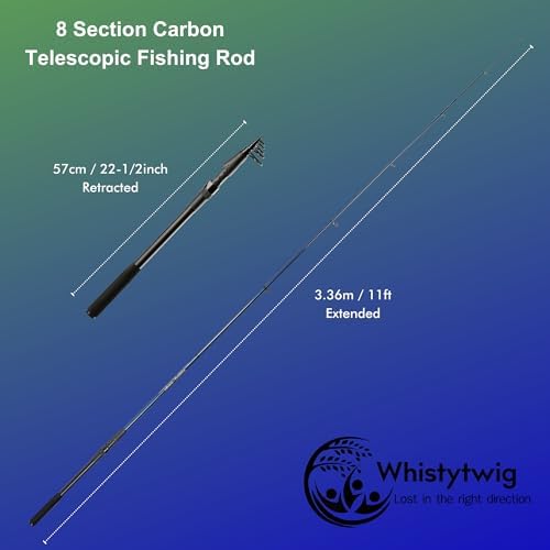 Whistytwig Carbon Fiber Telescopic Fishing Rod - Portable Collapsible Design for Travel and Adventure - Versatile Saltwater and Freshwater Fishing Pole - Image 2