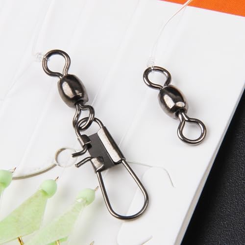 Fishing Bait Rigs Saltwater, 12 Packs Surf Fishing Lure Bait Rigs Set with Fish Skin Glow Beads String Hooks Swivels Mackeral Herring Baitfish Sea Bass Rigs - Image 4