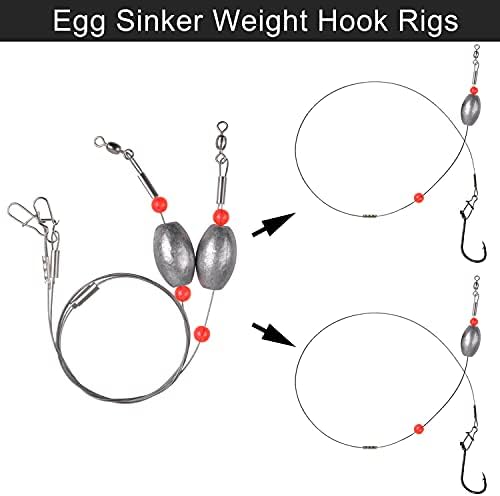 Carolina Saltwater Rigs, 8pcs Flounder Fishing Rigs, Stainless Steel Wire Leader with Egg Sinker Weights, Swivel Snaps for Catfish Grouper Drum Redfish Bottom Surf Fishing - Image 3