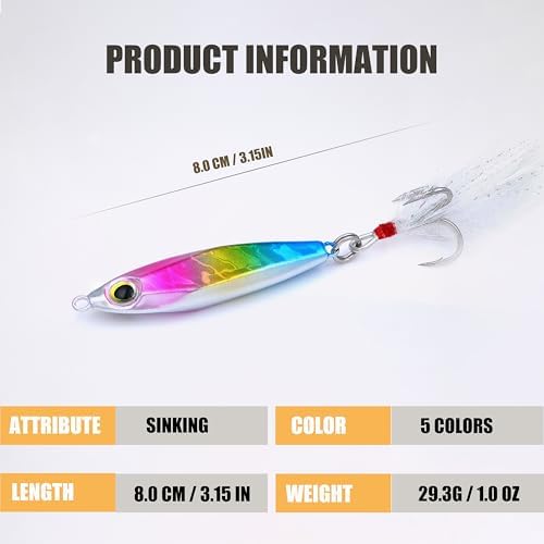 EXAURAFELIS Jigging Bait Fishing Lures Fishing Gear Jig Fishinglure Spoon Lures Sinking Metal Spoons swimbaits for Bass Trout Tuna Kingfish Snapper Cobia Tackle Box Freshwater Saltwater - Image 2