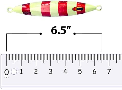 Tuna Jig, 6.5 Inches, 500g, 3 Pcs Rainbow Zebra Glow Color, Unrigged - Image 3