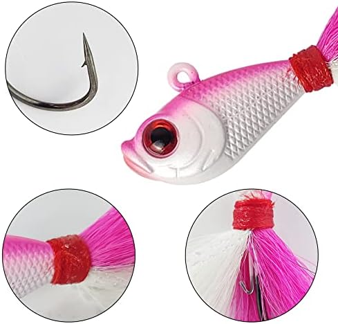 4pcs Fishing Bucktails Jig with Spin Saltwater Hair Jigs Wire Bait Keeper Surf Fishing Lures for Bass Fishing - Image 2