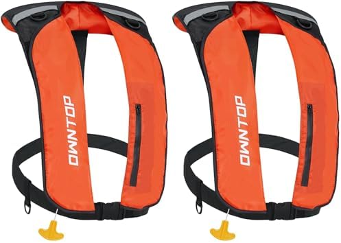 Owntop Manual Inflatable Swim Jacket, D-Ring Attachment, Storage Pocket with Zipper, 24g CO2 Cylinder Included, Low Profile for Kayak, Fishing, Paddle Sports by Owntop