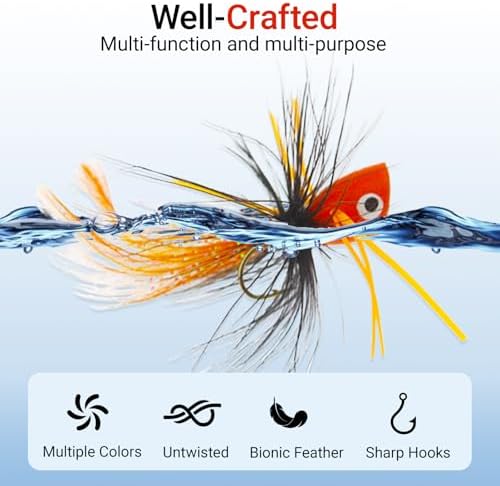 Fly Fishing Poppers Dry Flies Topwater Lures Bass Trout Kit Pro XL - Image 4