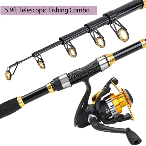 Yoilrey Fishing Rod and Reel Combo – 5.9ft Telescopic Fishing Pole Starter Kit with Spinning Reel, Fishing Line, Lure Box & Tackle Bag for Travel - Image 3
