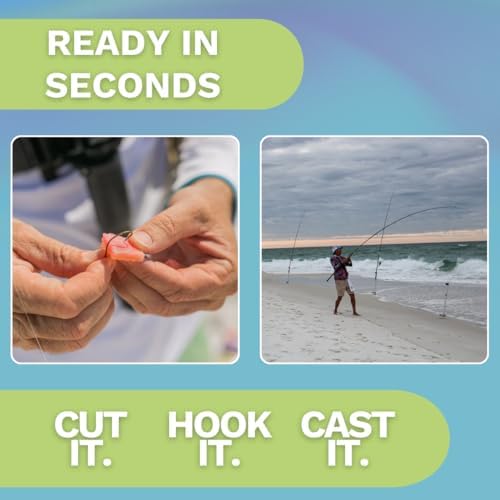 FishGum Surf Fishing Bait Strips for Saltwater Beach Fishing – Real Shrimp, Crab, Clam & Sand Flea Infused Scent – Artificial Cut Bait for Pompano, Redfish & Flounder - Image 4
