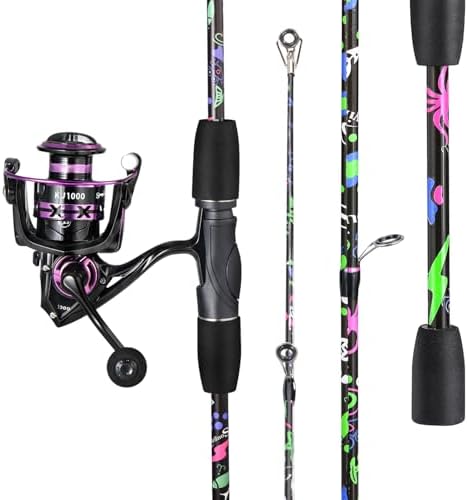 Sougayilang Fishing Rod Reel Combo, 2 Pieces Light Weight Spinning Rod with Bright Powerful Smooth Fishing Reel,Good Starter Combo for Bass Freshwater by Sougayilang