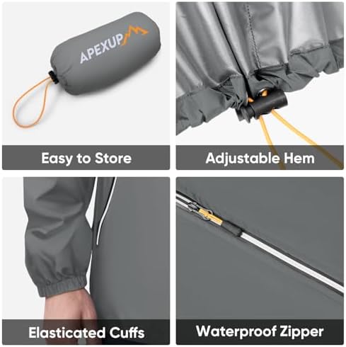 APEXUP Packable Rain Jacket Men Waterproof Lightweight Raincoat with Hood - Image 5