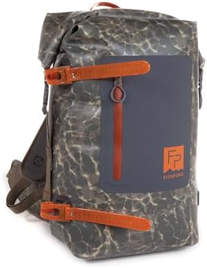 fishpond Wind River Roll-Top Waterproof Fishing Backpack For Tackle and Travel | Rolltop Backpack - Eco Shadowcast Camo by fishpond