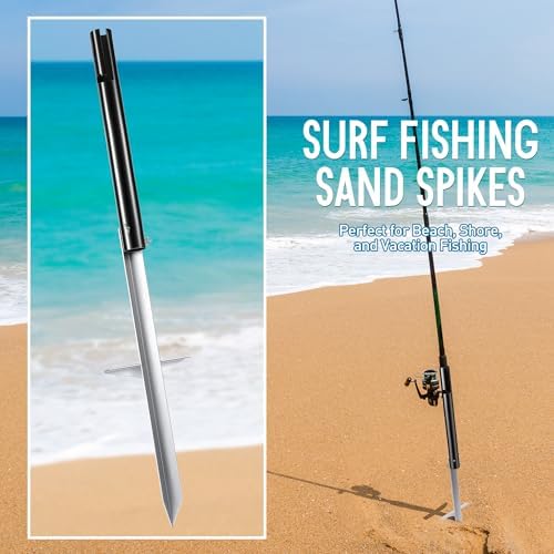 Sand Spikes for Surf Fishing, 2-Stage Sand Spike Rod Holder, Surf Rod Holder with Alumina Sharp Tip and Welded Foot Plate, Stable Fishing-Rod Stand for Beach, Shoreline, River Bank - Image 5