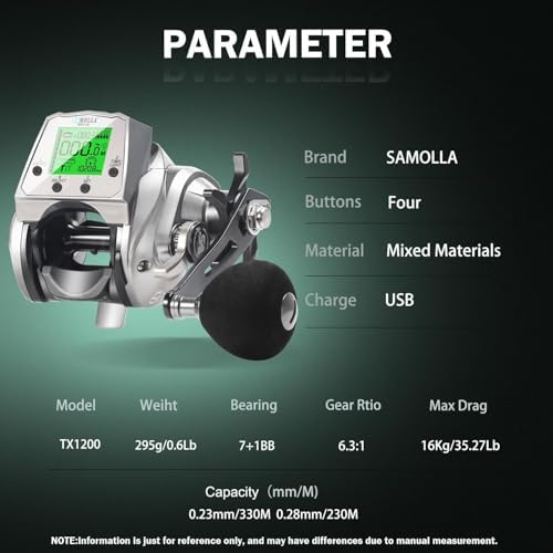 Line Counter Digital Baitcasting Fishing Reel with LCD Display Ultralight Baitcaster Reel, 22-35 Lb Max Drag, 6.3:1/7.2:1 Gear Ratio, Left/Right Hand, for Freshwater & Saltwater - Image 6