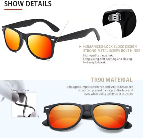 FEIDUSUN Sunglasses Men Polarized Sunglasses for Mens and Womens,Black Retro Sun Glasses Driving Fishing UV Protection - Image 2