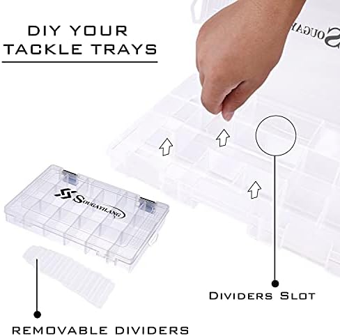 Sougayilang Fishing Tackle Boxes - 3600 3700 Plastic Storage Organizer Box with Removable Dividers - Fishing Tackle Storage - 4 Packs Transparent Tackle Trays - Image 2