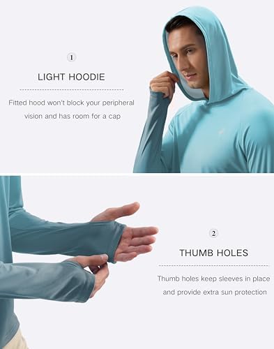 Pudolla Men's Sun Protection Hoodie Shirts UPF 50+ Fishing Hiking Shirt - Image 6