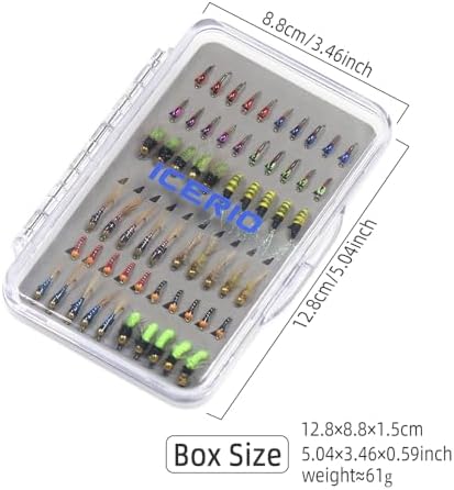 60pcs Nymph Assortment Fly Fishing Flies for Trout Steelhead Bass - Image 6