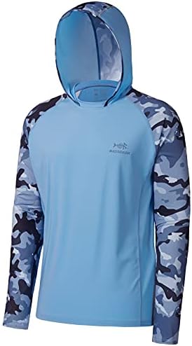 BASSDASH Men’s UPF 50 Performance Fishing Shirt Cooling Hoodie Camo Long Sleeve FS17M by Bassdash