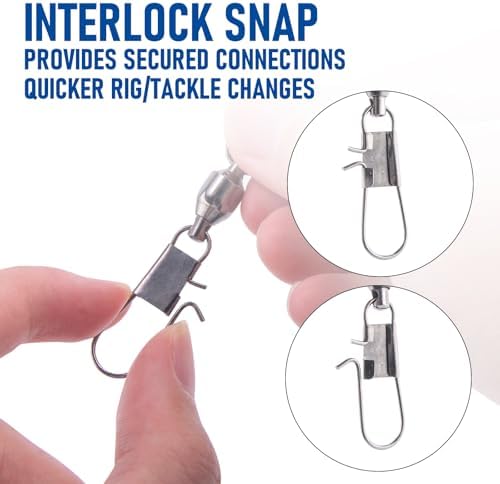 Dr.Fish 30 Pack Ball Bearing Snap Swivels, Swivels Fishing Tackle with Safety Interlock Snap Saltwater Freshwater Stainless Fishing Clips Clasp Leader Line Hook Sinker Connector - Image 5