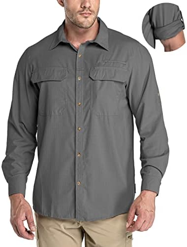 33,000ft Men's Long Sleeve Sun Protection Shirt UPF 50+ UV Quick Dry Cooling Fishing Shirts for Travel Safari Camping Hiking by 33000ft