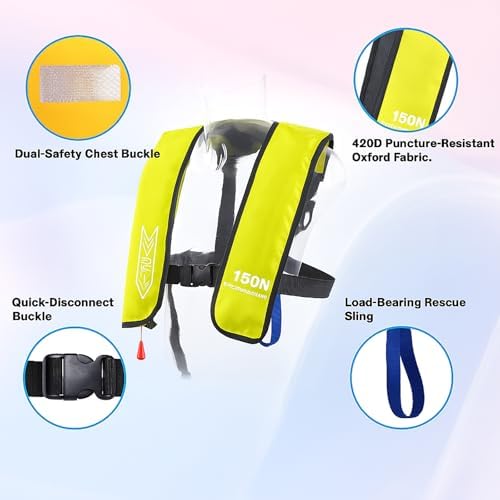 Inflatable-Life-Jacket| Lightweight Life-Vest for Adults| Automatic Inflatable-PFD| Supports up to 300 lbs - Image 4