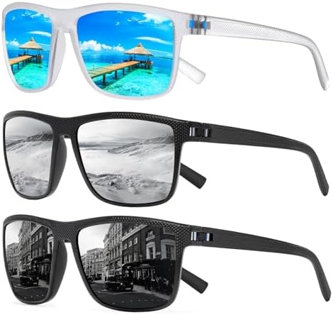 Square Polarized Sunglasses for Men and Women Lightweight Frame Sun Glasses with UV Protection by TURBOPEP