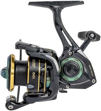 Lew’s Wally Marshall Signature Series Spinning Fishing Reel, 5+1 Bearings, Graphite Frame and Rotor, Interchangeable Retrieve, Green/Gold - Image 2