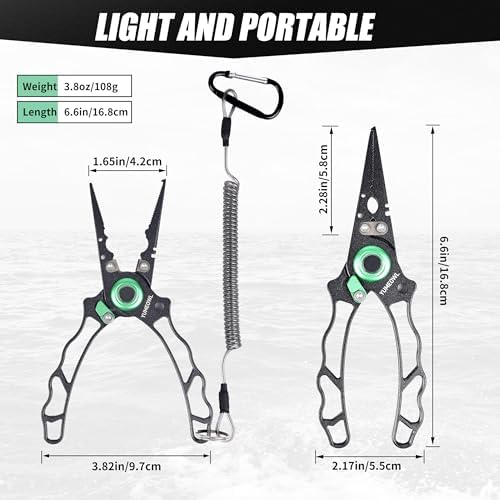 Fishing Pliers with Innovative Ergonomical Handle, Corrosion Saltwater Resistant,Fishing Multitool Hook Remover Braided Fishing Line Cutting, Split Ring with Coiled Lanyard and Sheath - Image 4