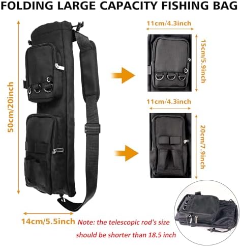 20-inch Drawstring Crossbody Fishing Bag with Front Pocket Rod Holder Belt - Image 3