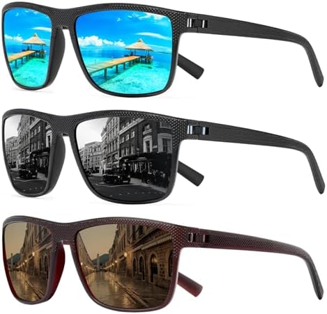 Square Polarized Sunglasses for Men and Women Lightweight Frame Sun Glasses with UV Protection by TURBOPEP