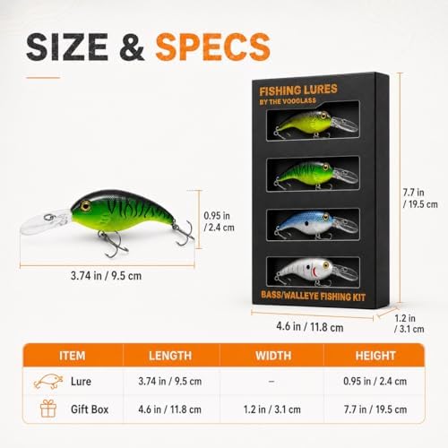 VOOGLASS 4PCS Fishing Lures Kit Hard Baits for Bass Pike Walleye - Image 2