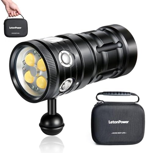 Turbo SX 11000 Lumens Dive Light - 328FT IP68 Waterproof Underwater Video Light for Scuba Diving, Underwater Photography & Video Shooting by LetonPower
