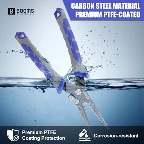 Booms Fishing Pliers Hook Remover: 7.5" Split Ring Pliers and Fish Hook Remover for Saltwater and Freshwater - Braid Line Cutter & Crimper with Lanyard - XW15 Multi-Function Fishing Tool for Angles - Image 3