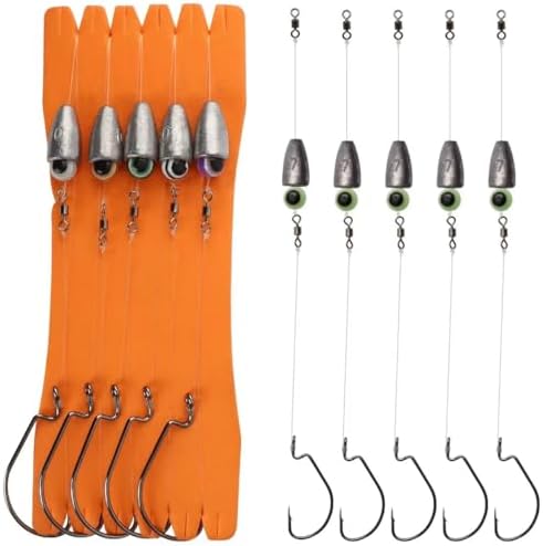 Dovesun 10/5PCS Ready Tied Carolina Rig Kit for Bass Fishing Catfish Rig Catfish Hook Kit with Bass Hooks, Swivel, Fluorocarbon Line, Weights by Dovesun