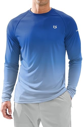 Men's Sun Protection Swim Long Sleeve UPF 50+ Rash Guard Lightweight Shirts by GGradual