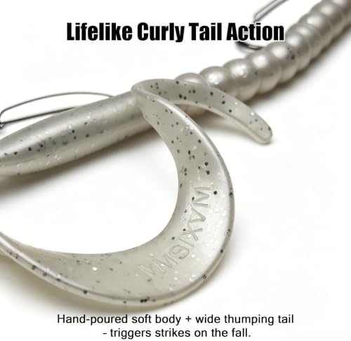 Weedless Fishing Lures Bass Lures, Pre Rigged Worm Swimbaits, 10in - Image 5
