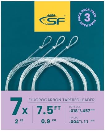 SF Fly Fishing Tapered Leader – Fluorocarbon Pre-Tied Loop by SUNSHINEFISHING