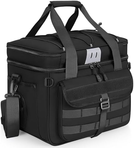 30L Large Fishing Tackle Bag, Waterproof, Double Deck, Black by LGAG