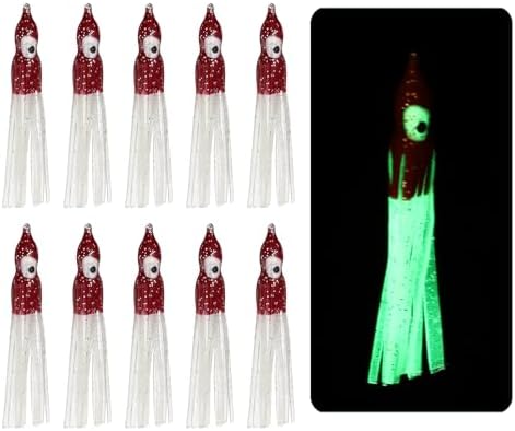 Fishing Squid Skirts, Glow Soft Plastic Trolling Lures Luminous -Fitting for (Bass/Trout/Salmon/Saltwater/Fishing Bait) by YELARXI