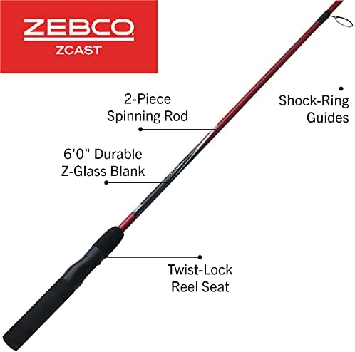 Zebco Z-Cast Spinning Fishing Rod Durable Z-Glass Fishing Pole, Comfortable EVA Rod Handle, Shock-Ring Guides, Medium Power - Image 2