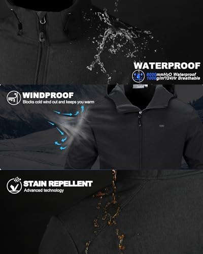 33,000ft Men's Hooded Fleece Lined Rain Shell Jacket Waterproof Lightweight - Image 2
